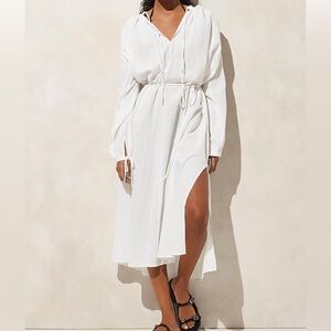 NWT J. Crew White Airy Gauze Tunic Midi Dress Crinkled 100% Cotton XS